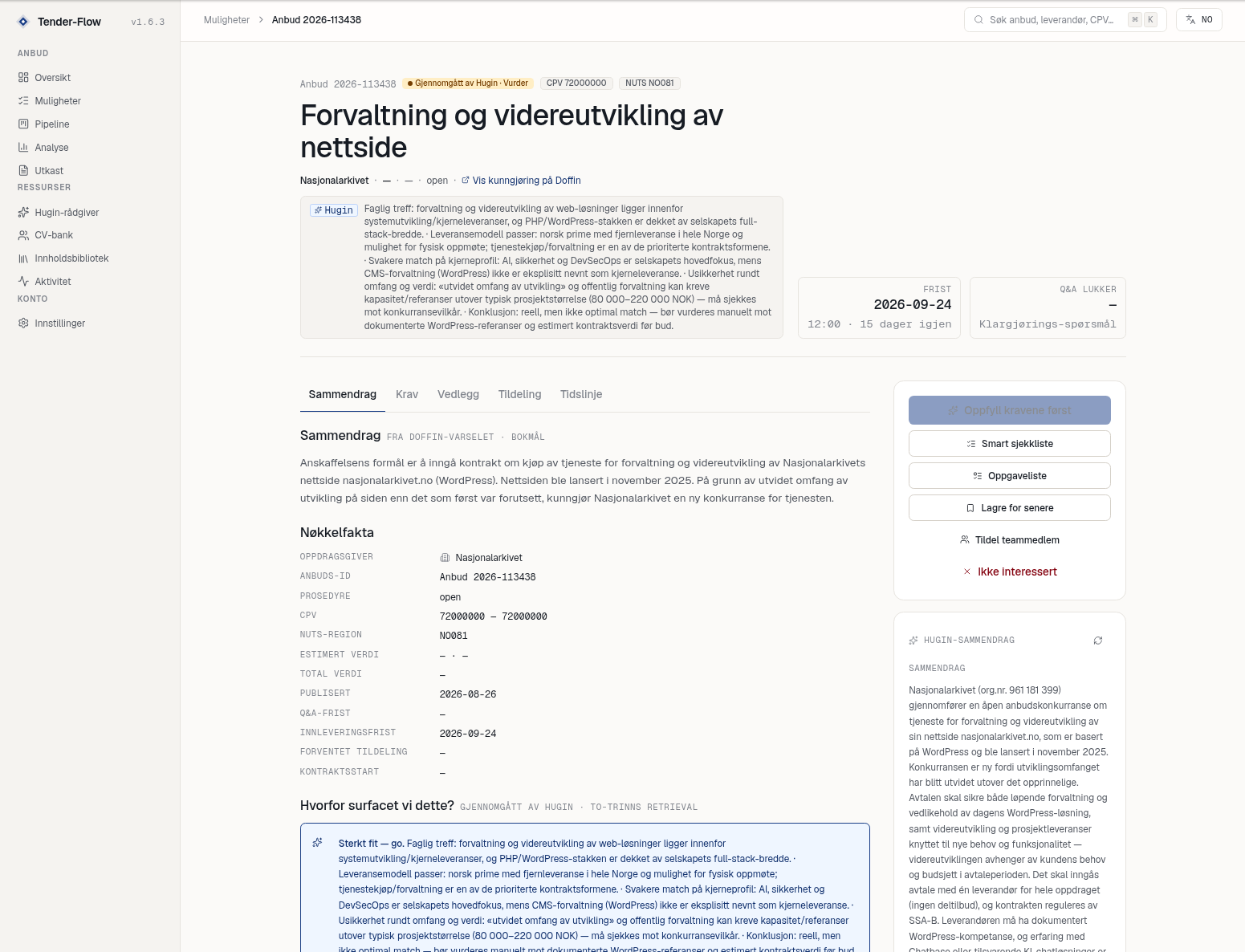 Tender-Flow — Tender details